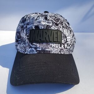 Marvel Hulk Comic Print Adjustable Black White Baseball Cap One Size